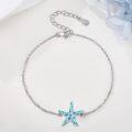 wholesale 925 Sterling Silver Starfish Blue Enamel Chain Bracelet - Mothers Day Gift for Her-0-3