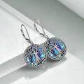 wholesale 925 Sterling Silver Abalone Shell Tree of Life Drop Earrings with Volcanic Stone and Celtic Design-0-1