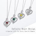 wholesale 925 Sterling Silver Birthstone Heart Necklace Infinity Love Pendant-0-3