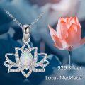 wholesale 925 Sterling Silver Opal Lotus Necklace – Iridescent Flower Pendant with Super Strong Rolo Chain-0-5