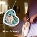 wholesale 925 Sterling Silver Abalone Shell Ballet Girl Heart Pendant Necklace-0-5
