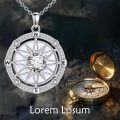 wholesale 925 Sterling Silver Round Cut White Topaz & Cubic Zirconia Nautical Compass Pendant Necklace for Women Girls s 36 Chain Length-0-3
