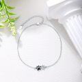 wholesale 925 Sterling Silver Paw Print Crystal Ankle Anklet for Women - Adjustable Size-0-3