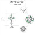 wholesale 925 Sterling Silver Celtic Knot Green Leaf Cross Pendant Necklace Religious s for Women and Men-0-4