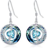 wholesale Sterling Silver Blue Crystal Moon Star Earrings Valentine s Birthday Anniversary Gifts for Women-12-December-Topaz