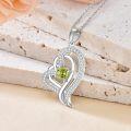 wholesale TOUPOP Peridot Necklace Sterling Silver Double Heart Pendant Necklace With August Birthstone Birthday Christmas Jewelry Gifts For Women Her -0-3