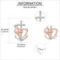 wholesale 925 Sterling Silver Heart-Shaped Anchor Pendant Necklace with Rose Gold Accents and Chain for Women-0-4