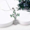 wholesale 925 Sterling Silver Celtic Knot Green Leaf Cross Pendant Necklace Religious s for Women and Men-0-2