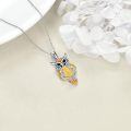 wholesale 925 Sterling Silver Owl Pendant Necklace With Amber And Crystal Details-0-3
