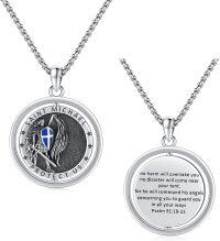 wholesale  Sterling Silver Baphomet Saints Medal Necklace for Men Women Religious Jewelry Gift -G02-Saint Michael-Personalized-G01-Saint Michael-Rotatable