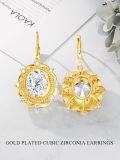 wholesale Gold 925 Sterling Silver Plated Cubic Zirconia Oval Shape Dangle Drop Earrings for Women-0-2
