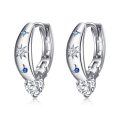 wholesale 925 Sterling Silver Star Moon Heart Hoop Earrings Platinum Plated Blue Cz-0-0