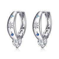 wholesale 925 Sterling Silver Star Moon Heart Hoop Earrings Platinum Plated Blue Cz-Moon Star
