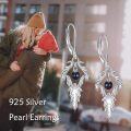 wholesale 925 Sterling Silver Black Pearl Leaf Cutout Dangle Leverback Earrings for Women Wife Mom-0-3