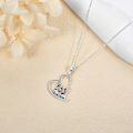 wholesale 925 Sterling Silver Cow Family Love Heart Pendant Necklace for Women Girls Gifts-0-1