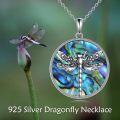 wholesale 925 Sterling Silver Round Abalone Shell Dragonfly Pendant Necklace for Women-0-2