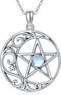 wholesale 925 Sterling Silver Moonstone Pentagram Triple Moon Hecate Sun Necklace - Wiccan Jewelry-0-0