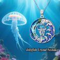 TOUPOP Sterling Silver Blue Crystal Sea Turtle Ocean Waves Pendant-0-3