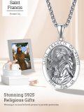 wholesale 925 Sterling Silver St Francis of Assisi Medal Necklace for Men Women Catholic-0-5