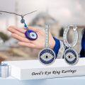 wholesale 925 Sterling Silver & Stone Evil Eye Protection Leverback Earrings 12.5mm, Gift for Her-0-4