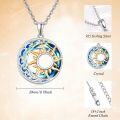 wholesale 925 Sterling Silver Blue Crystal Sun and Moon Pendant Necklace for Women Celestial -0-4