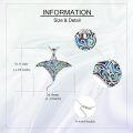 wholesale 925 Sterling Silver Abalone Shell Inlay Manta Ray Pendant Necklace for Women Girls  45cm Chain Length-0-4