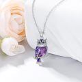 wholesale 925 Sterling Silver Purple Cat Eye Amethyst Owl Pendant With Chain-0-1