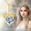 wholesale 14K Gold & Heart Zircon Queen Crown Necklace for Women, Power & Strength Symbol, 21.1mm Pendant, 16-18 Chain, Hypoallergenic, Gift for Her-0-2