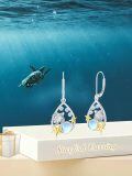 wholesale 925 Sterling Silver Turtle Drop Earrings Wholesale With Blue Gemstones-0-5