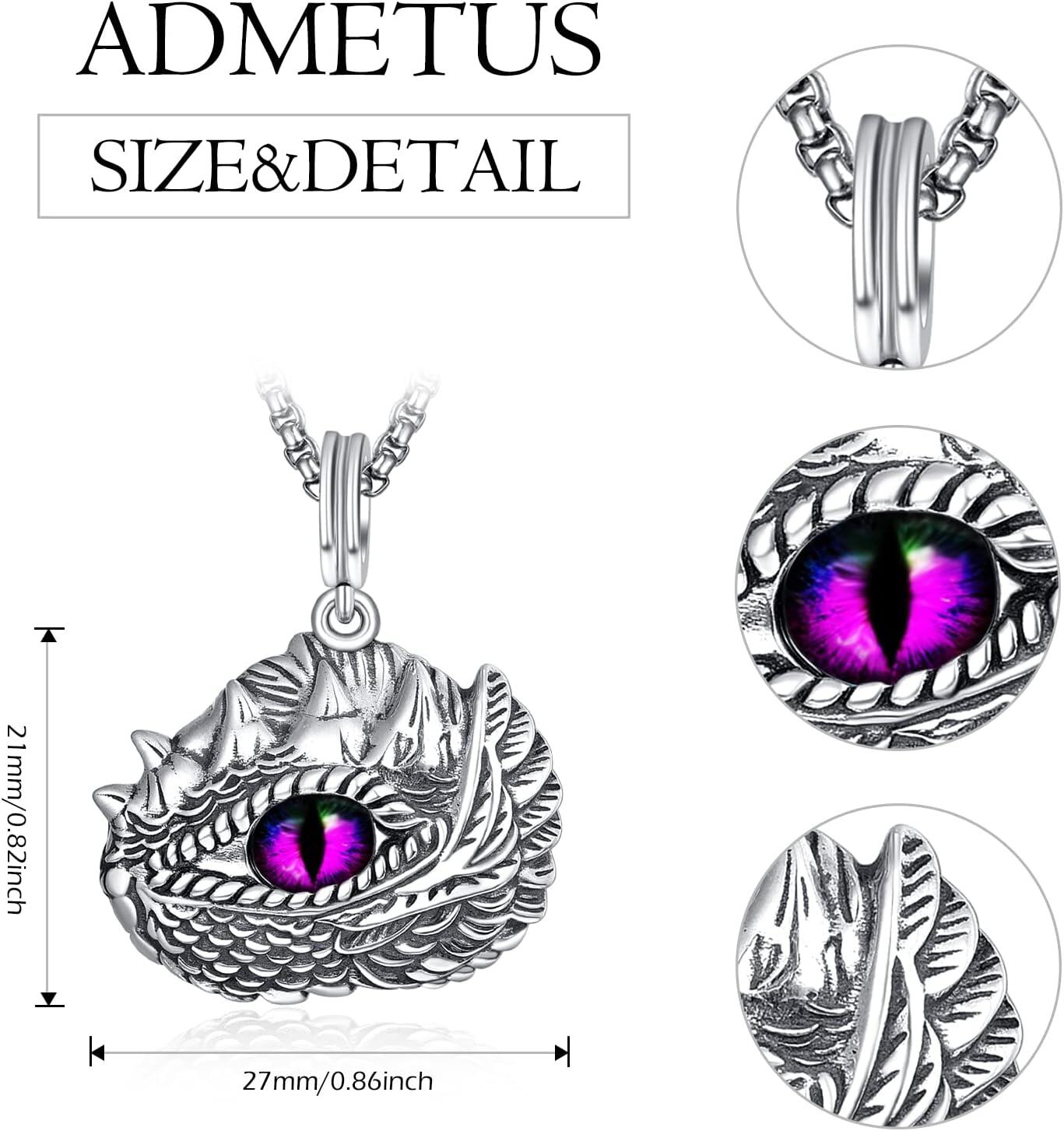Sterling Silver Dragon Eye Pendant with Purple Blue Green Stone-0-2