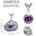wholesale 925 Sterling Silver Dragon Eye Pendant with Purple Blue Green Stone Necklace Jewelry for Men Women Gift 48cm Chain Length -0-1