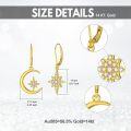 wholesale 14K Gold Star and Crescent Moon Drop Earrings Leverback s for Women-0-5