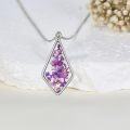 wholesale 925 Sterling Silver Lavender Flower Resin Cubic Zirconia-Shaped Infinity Pendant Necklace for Women Girls Valentines Day Gifts-0-2