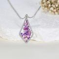 wholesale 925 Sterling Silver Lavender Flower Resin Cubic Zirconia-Shaped Infinity Pendant Necklace for Women Girls Valentines Day Gifts-0-2
