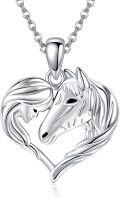 wholesale 925 Sterling Silver Heart-Shaped Horse Head Pendant Necklace for Women Horse Lovers -0-0