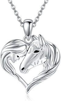 wholesale 925 Sterling Silver Heart-Shaped Horse Head Pendant Necklace for Women Horse Lovers -Horse 2