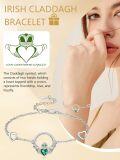 wholesale 925 Sterling Silver Zircon Claddagh Bracelet for Women Irish Jewelry Gift-0-4