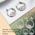 wholesale 925 Sterling Silver Koala Bear Sleeping in Nest Hoop Earrings - Adorable Gift for Her-0-4