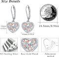 wholesale 925 Sterling Silver Heart-Shaped Filigree Leverback Earrings with Rose Gold Hearts and Swarovski Crystals-0-4