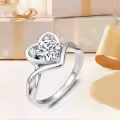 TOUPOP Sterling Silver D Color Vvs1 Heart Moissanite Split Shank Ring-0-5