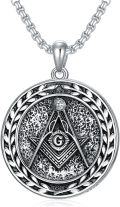 wholesale 925 Sterling Silver Round Celtic Knot Masonic G Pendant Necklace-0-0