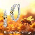 wholesale 925 Sterling Silver Bee Daisy Flower Huggie Hoop Earrings for Women-0-4