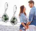 wholesale 925 Sterling Silver Green Moss Agate Filigree Teardrop Dangle Leverback Earrings-0-1
