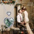 wholesale 925 Sterling Silver Heart Green Jasper Pendant Necklace for Women - I Love You to the Moon Gift-0-5
