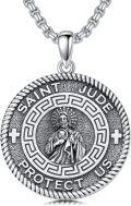 wholesale 925 Sterling Silver Saint Jude Protect Us Pendant Necklace  with Chain 36 Length-0-0