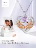 wholesale 925 Sterling Silver Rose Gold Plated Swan Birthstone Necklaces Wholesale for Women-0-5