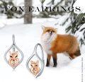 wholesale 925 Sterling Silver Fox Head Heart Shape Hoop Earrings - Cute  for Women-0-5