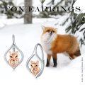 wholesale 925 Sterling Silver Fox Design Earrings With Heart Shape Detail And Rose Gold Accent-0-5