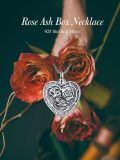 wholesale 925 Sterling Silver Heart Photo Locket Necklace Wholesale With Rose Design-0-11