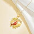 wholesale 14K Gold Cardinal Bird Pendant Necklace with Cubic Zirconia for Women-0-4